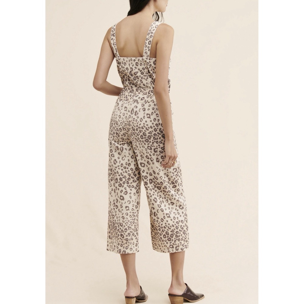 Current Air Piper Jumpsuit Medium Leopard Print Beige Sleeveless Overalls